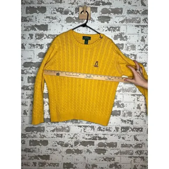 Ralph Lauren | women yellow vintage cable knit crewneck sweater - Picture 3 of 8